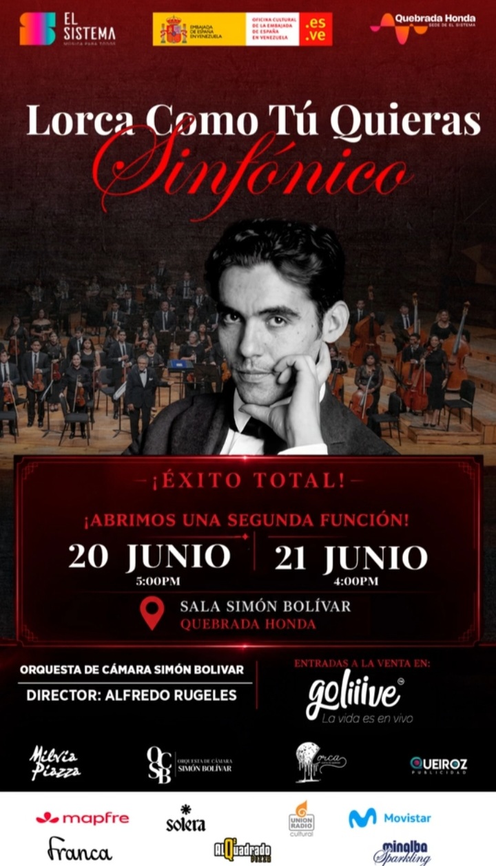 20 Y 21/06<< LORCA COMO TU QUIERAS SINFÓNICO>> MÚSICA<<SALA SIMÓN BOLÍVAR